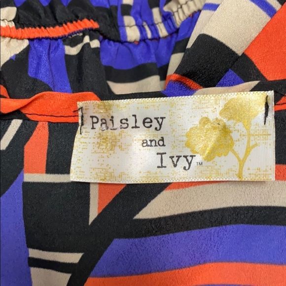 Paisley and Ivy Geometric Print Mini Dress Small Stretchy Waist Multicolor - Picture 7 of 7